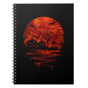 CADERNO ESPIRAL LUA VERMELHA ESCURA DE HALLOWEEN