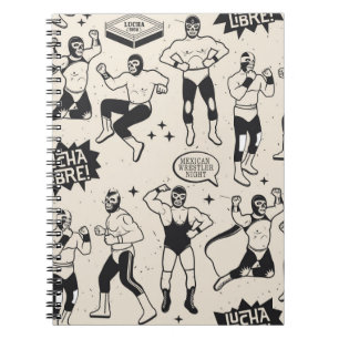 Caderno Espiral Lucha Libre: Padrão mexicano de lutador
