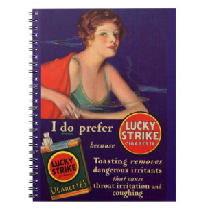 Caderno Espiral Lucky Ataca cigarros de 1920 e