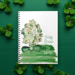 Caderno Espiral Lucky Shamrock Clover Watercolor