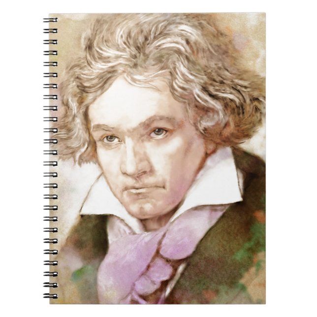 Caderno Espiral Ludwig van Beethoven im Aquarell Stil (Frente)