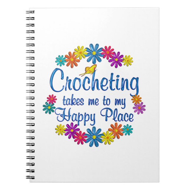 Caderno Espiral Lugar feliz Crocheting (Frente)