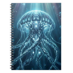 Caderno Espiral "Lula de Água-viva Bioluminosa Moderna Profissiona