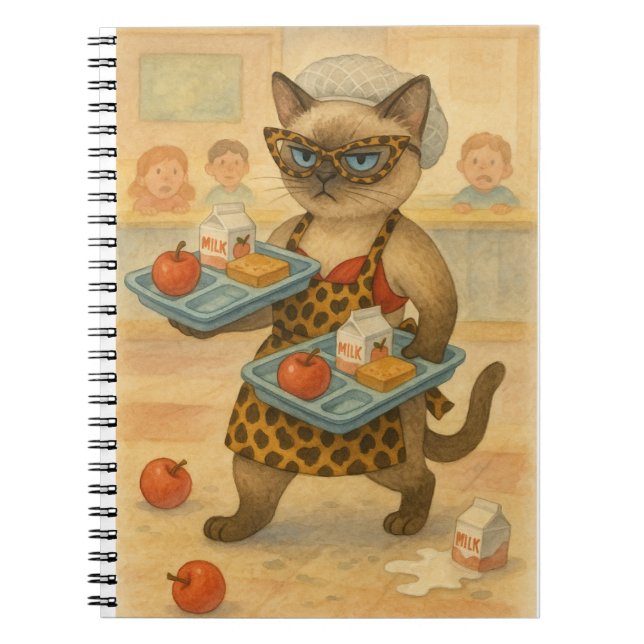 Caderno Espiral Lunch Lady serving food in school  (Frente)