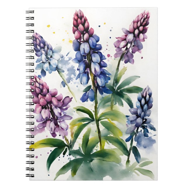 Caderno Espiral Lupin - Watercolor flowers (Frente)