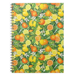 Caderno Espiral Lush Watercolor Citrus Fruit Spiral Photo Notebook