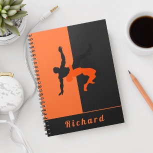 Caderno Espiral Luta do Wrestler Silhouettes Esporte Nome Personal