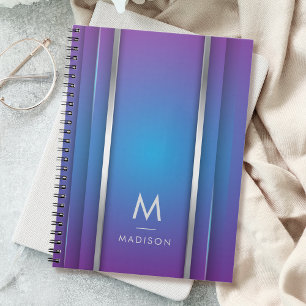 Caderno Espiral Luxo Moderno Minimalista Abstrato Violeta Azul
