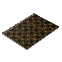 Caderno Espiral Luxo Padrão Seamless Guilloché Dourado Elegante