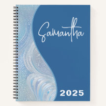 Caderno Espiral Luxuoso com Gradiente Azul Iridesc