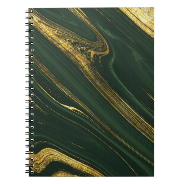 Caderno Espiral Luxuoso Onyx Verde: Ouro Marble. (Frente)