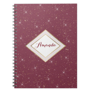 Caderno Espiral Luxury burgundy dourado dourado confete