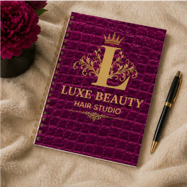 Caderno Espiral Luxury Crocodile Leather Monogram Gold Initial  (Criador carregado)