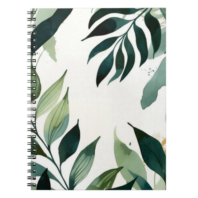 Caderno Espiral Luxury Emerald Green & Gold Botanical Notebook (Frente)