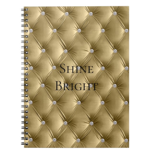 Caderno Espiral Luxury Glam Quente Faux Velvet Dourado (Frente)