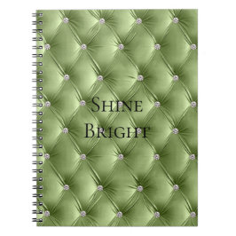Caderno Espiral Luxury Glam Quente Sage Green Faux Velvet