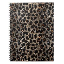 Caderno Espiral Luxury Glitter Brown Black Gold Leopard Pattern