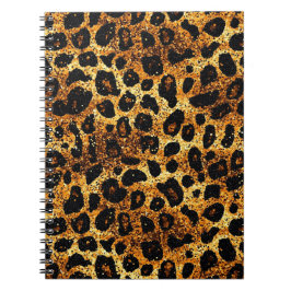 Caderno Espiral Luxury Glitter Gold Brown Rust Leopard Pattern
