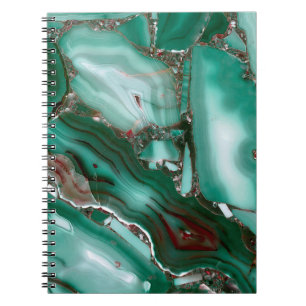 Caderno Espiral Luxury Malachite Gemstone Agate Marble