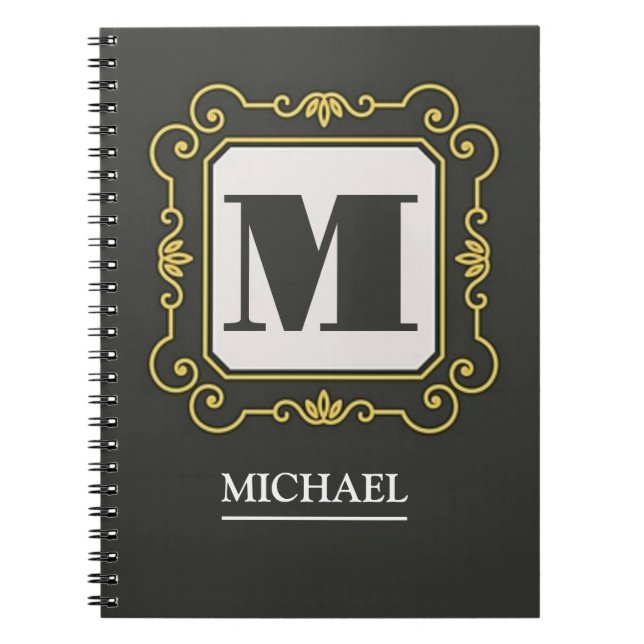 Caderno Espiral Luxury minimal Modern monogram (Frente)