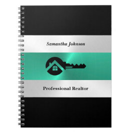 Caderno Espiral Luxury Turquoise & Black Key Real Estate Notebook