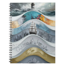 Caderno Espiral Luz de guiamento no farol de tempestade