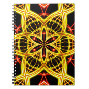 Caderno Espiral Luz do palco do ouro abstrato.