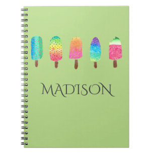 Caderno Espiral Luz legal dos Popsicles - escola feita sob