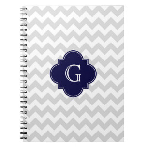 Caderno Espiral Luz - monograma de Quatrefoil do marinho de
