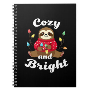Caderno Espiral Luzes de Natal de Preguiça Aconchegantes e Brilhan