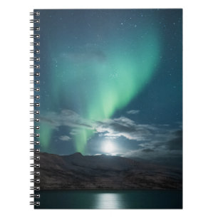 Caderno Espiral Luzes de norte com lua cheia