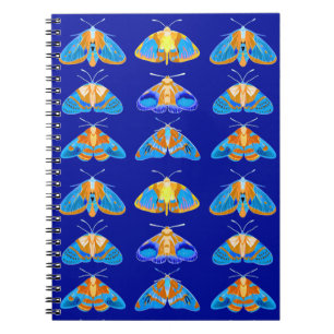 Caderno Espiral Luzes em azul escuro, laranja e turquesa