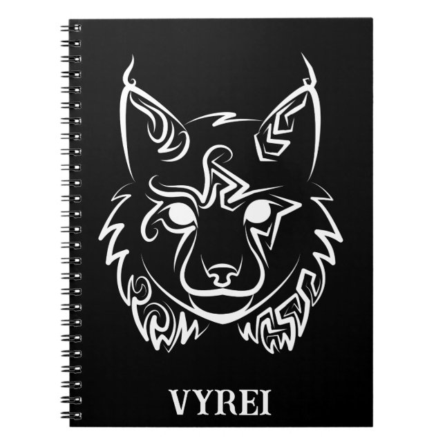 Caderno Espiral Lynx Tribal Preto e Branco (Frente)