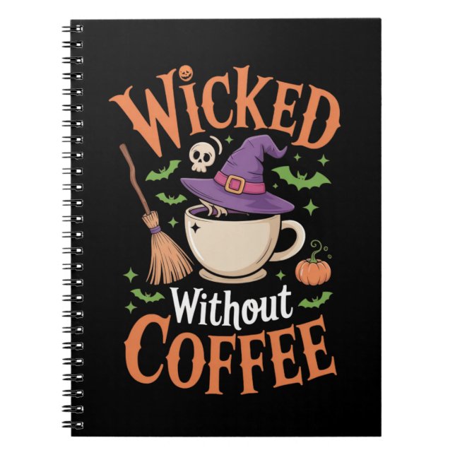 Caderno Espiral Má Sem Café Piada De Halloween (Frente)