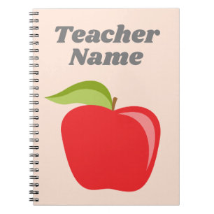 Caderno Espiral Maçã de Professor Personalizada com Maçã Moderna