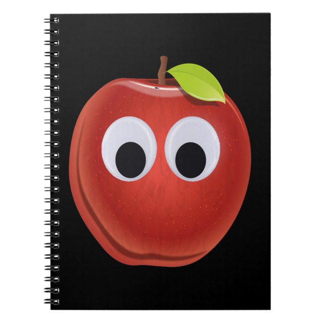 Caderno Espiral Maçã, fruta vermelha com olhos maliciosos - Person (Frente)