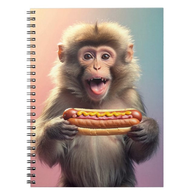 Caderno Espiral Macaco Bonito Com Cachorro (Frente)