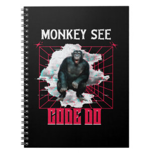 Caderno Espiral Macaco Consulte Código Do Funny Web Developer