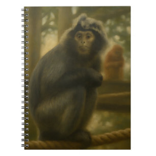Caderno Espiral Macaco Contemplativo - Arte Serena Selvagem