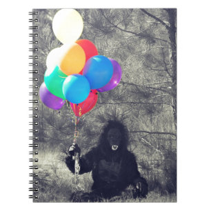 Caderno Espiral macaco de balões de aniversário