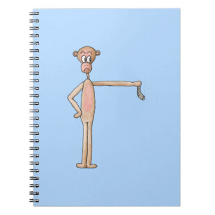 Caderno Espiral Macaco de Cartoon com Smelly Sock.