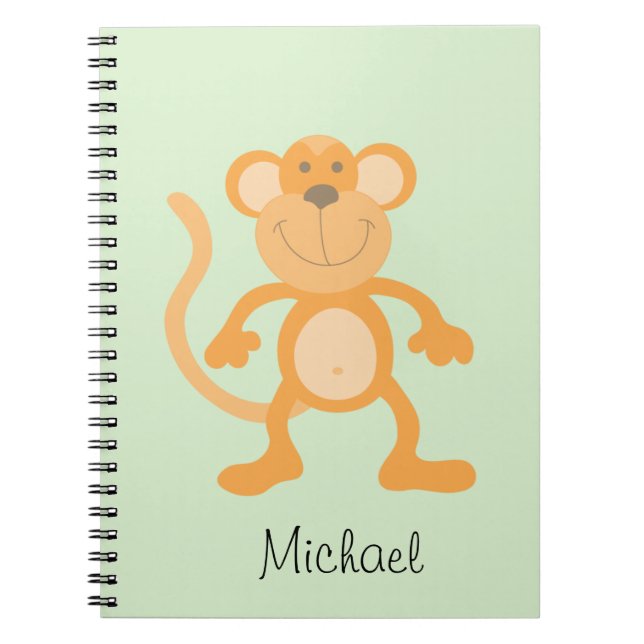 Caderno Espiral Macaco de desenho animado fofo (Frente)