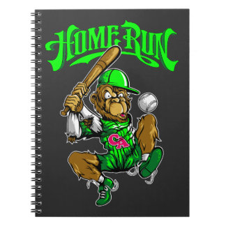 Caderno Espiral Macaco de Rebatida de Beisebol