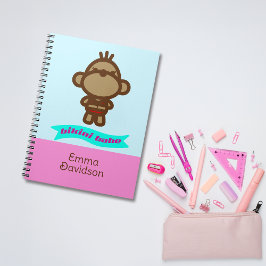 Caderno Espiral Macaco Fofo Nome Personalizado