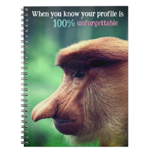Caderno Espiral Macaco proboscado engraçado