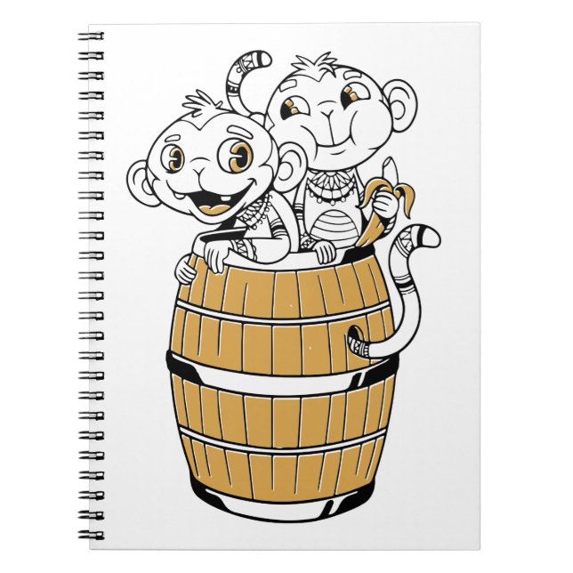 Caderno Espiral Macaco tribal da Cartoon (Frente)