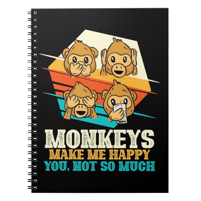 Caderno Espiral Macacos Me Fazem Feliz (Frente)