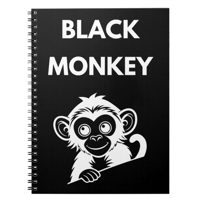 Caderno Espiral Macaquito Preto Fofo (Frente)