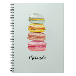 Caderno Espiral Macarões franceses coloridos com aquarela pintada 