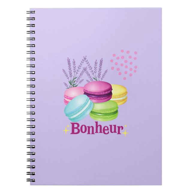 Caderno Espiral Macarons Felicidade Bonheur (Frente)